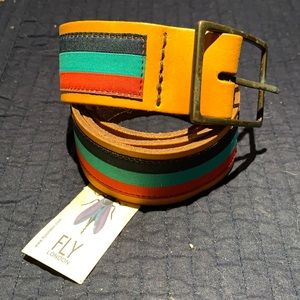 Fly London Tri-Colour Bert Cloth and Leather Belt